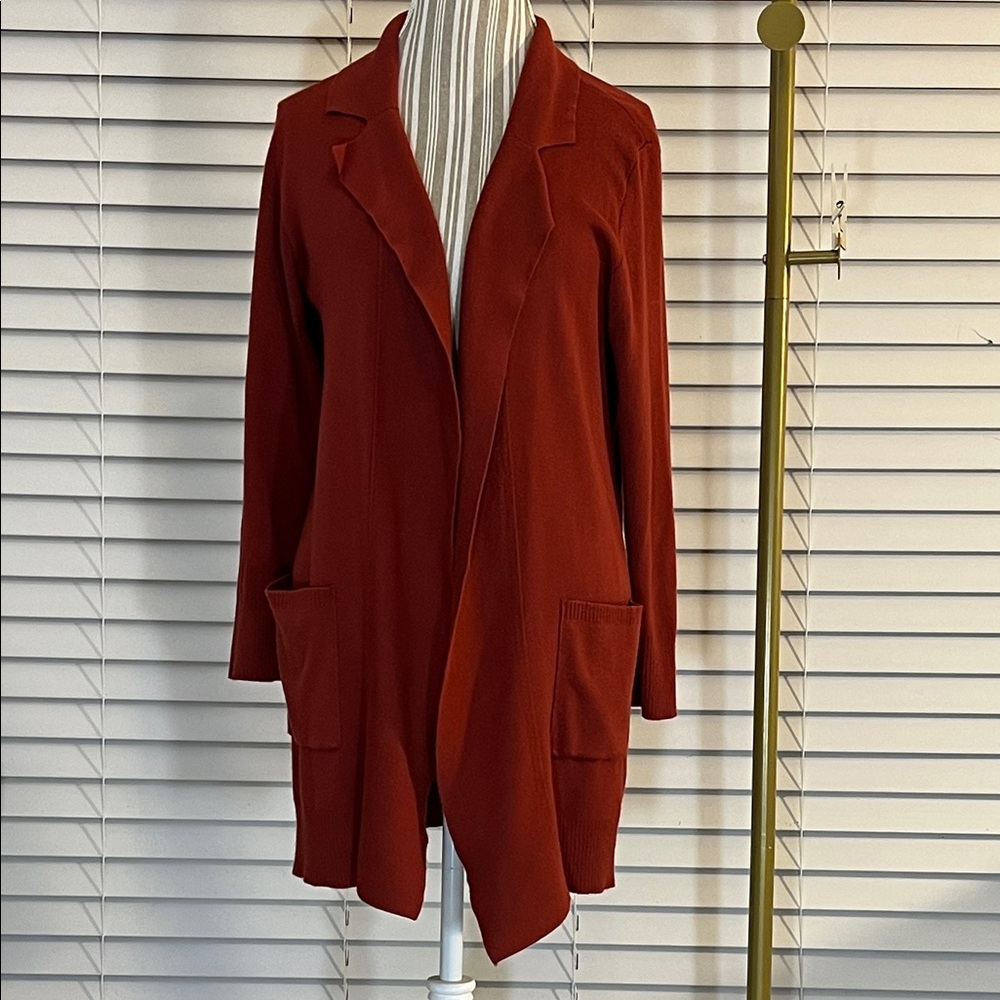 Elegant Rust Open-Front Cardigan